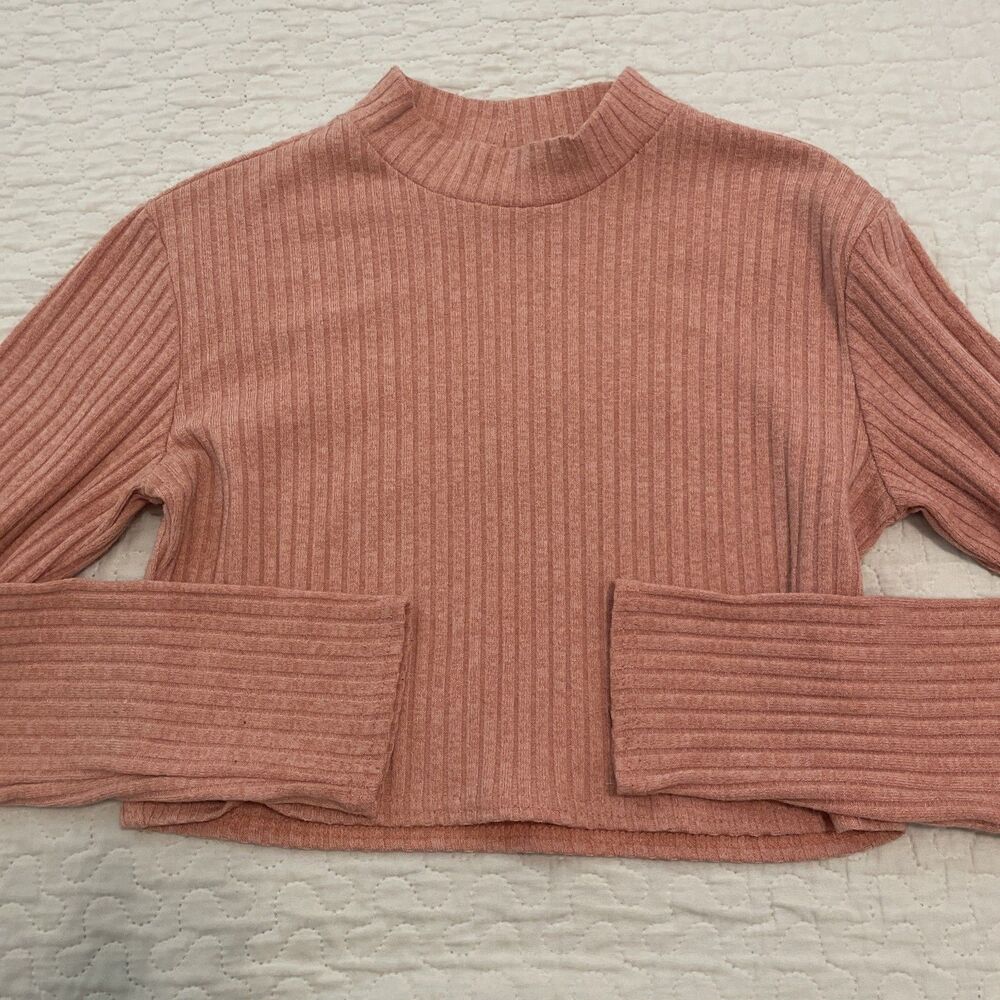 Forever 21 Women’s Long Sleeve Crop Top Size XL Y2K Style Pullover Ribbed